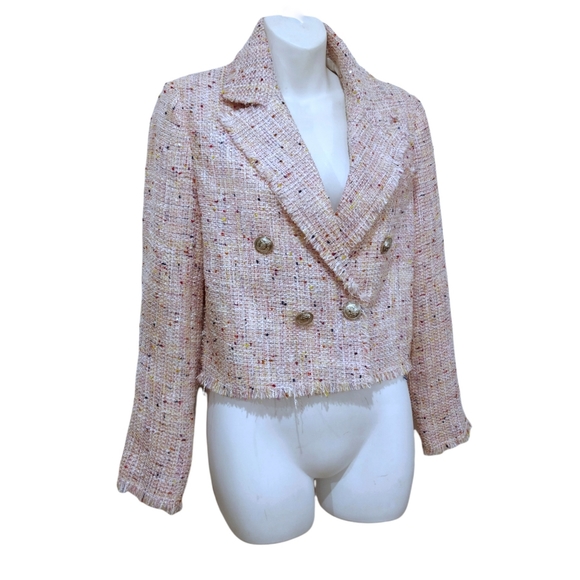 Aqua pink raw hemline jacket. Sz.S - Picture 1 of 14